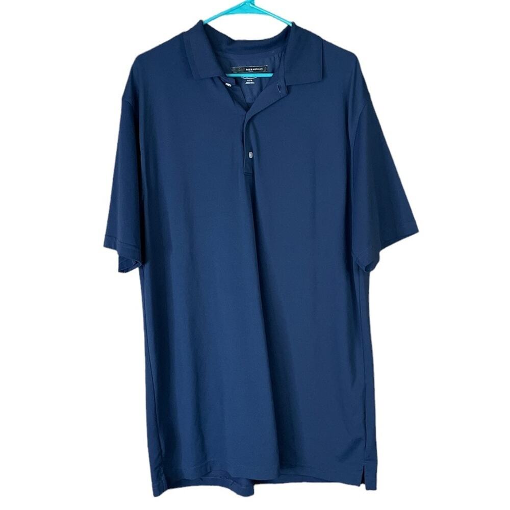 Greg Norman Play Dry Navy Blue Shirt Sleeve Polo Shirt Size XL
